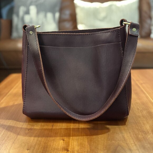 Portland Leather Handbags - Portland Leather Goods Triangle Shoulder Bag - Cognac